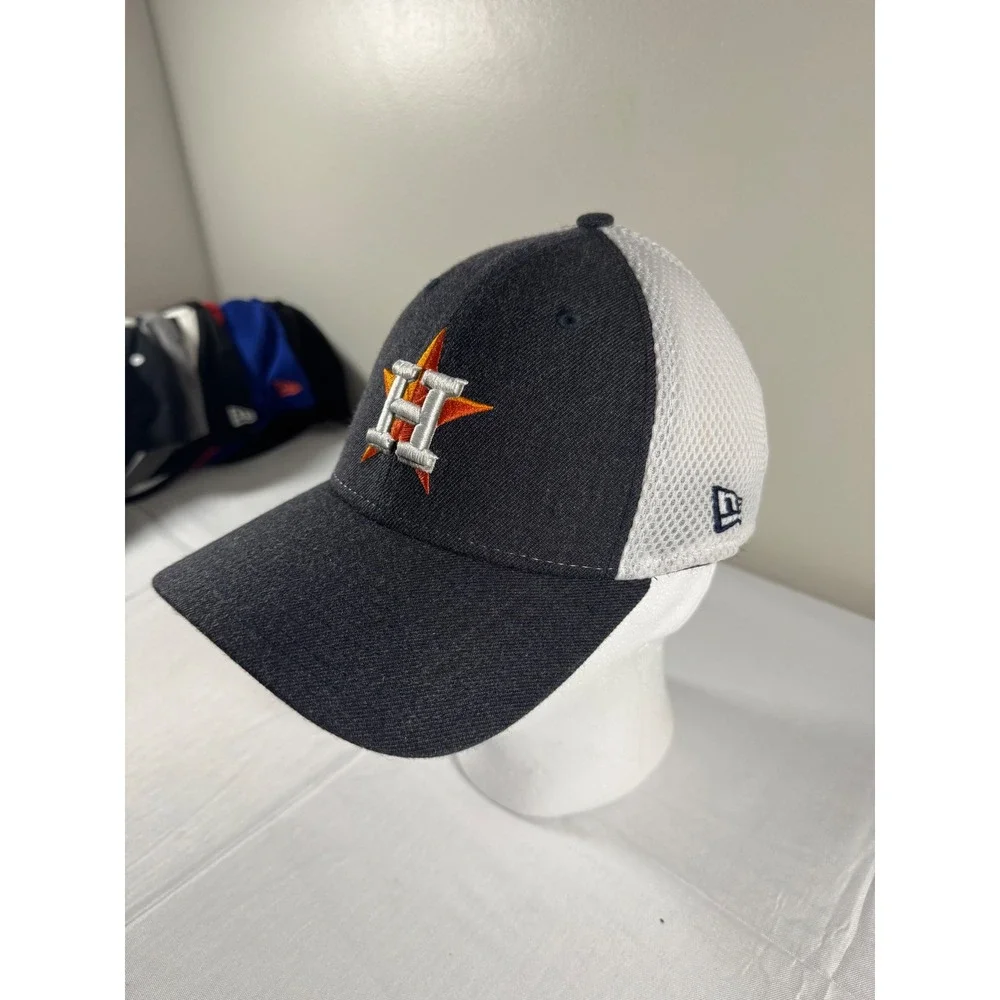 New Era Houston Astros 39THIRTY Stretch Fit Hat Navy Blue White Mesh Mens M/L